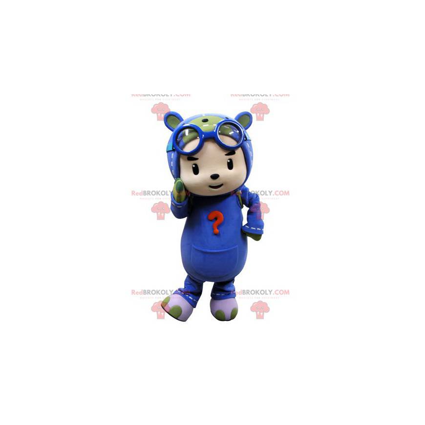 Child mascot disguised as a parachutist. Pilot mascot -