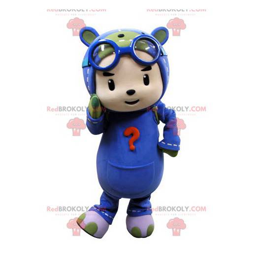 Child mascot disguised as a parachutist. Pilot mascot -