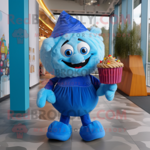 Blå Cupcake maskot kostume...