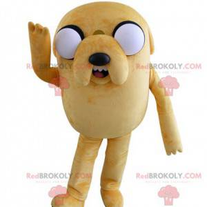 Big yellow dog mascot looking nasty with big eyes -