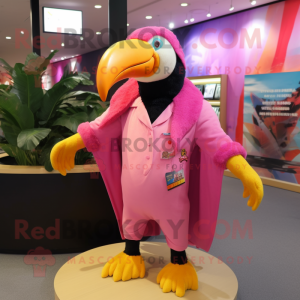 Pink Tucan maskot kostume...