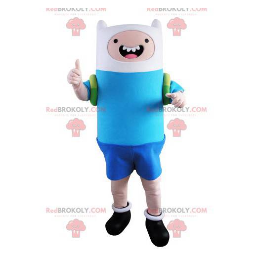 Menino mascote vestido de azul e branco - Redbrokoly.com