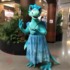 Cyan Deinonychus maskot...