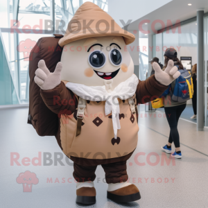 Brown Ice Cream Cone mascot costume character dressed with a Parka and Briefcases