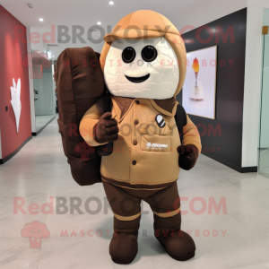 Brown Ice Cream Cone mascot costume character dressed with a Parka and Briefcases