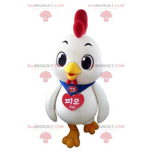 Mascotte de poule de coq blanc et rouge géant - Redbrokoly.com