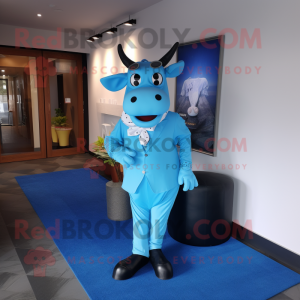 Blue Cow maskot kostume...