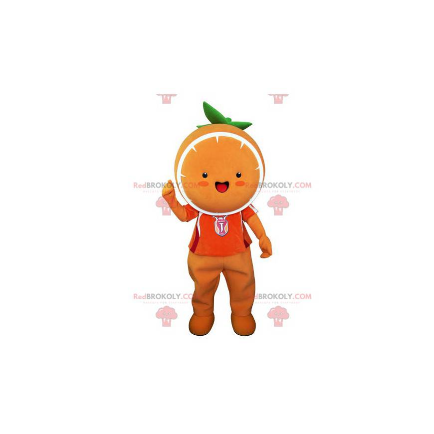 Mascote gigante de laranja. Mascote mandarim - Redbrokoly.com