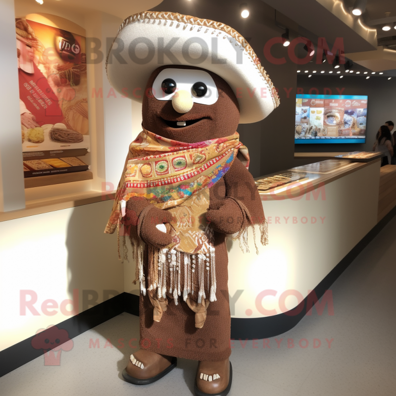 Brown Fajitas mascot costume character dressed with a Romper and Necklaces Brown Fajitas mascot costume character dressed with a Romper and Necklaces