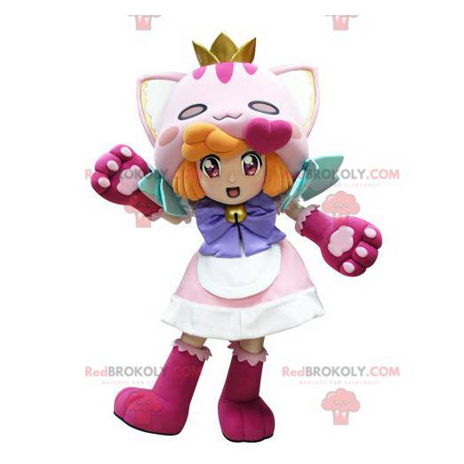 Red-haired girl mascot dressed as a cat - Redbrokoly.com