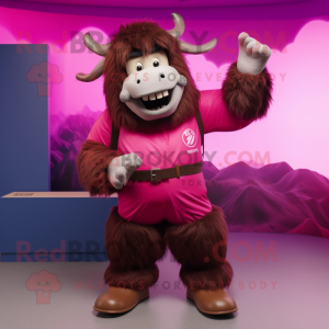 Magenta Yak maskot kostume...