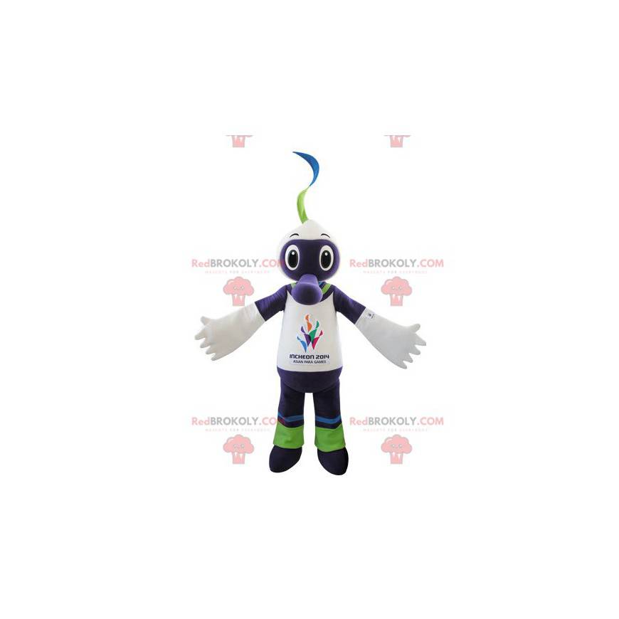 Maskot bílé a zelené fialové stvoření - Redbrokoly.com Maskot bílé a zelené fialové stvoření - Redbrokoly.com