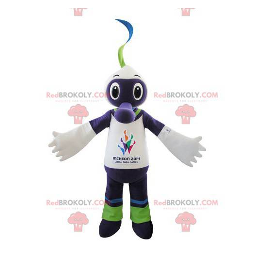 Mascotte de créature violette blanche et verte - Redbrokoly.com