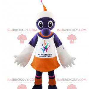 Mascotte de créature violette blanche et orange - Redbrokoly.com