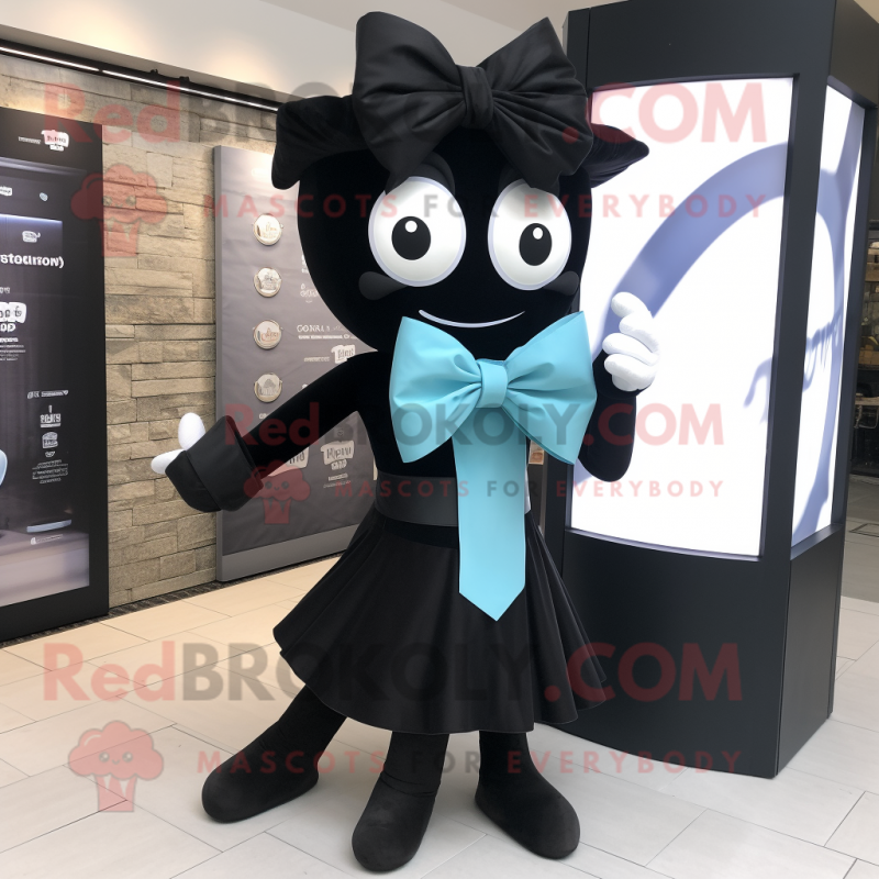 Black Engagement Ring mascot costume character dressed with a Playsuit and Bow ties Black Engagement Ring mascot costume character dressed with a Playsuit and Bow ties