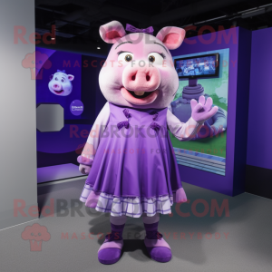 Postava maskota Purple Pig...