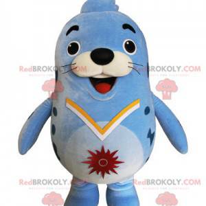 Mascotte d'otarie bleue de phoque dodu et drôle - Redbrokoly.com