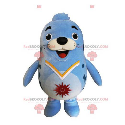 Mascotte d'otarie bleue de phoque dodu et drôle - Redbrokoly.com