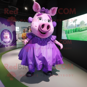 Purple Pig mascotte kostuum...