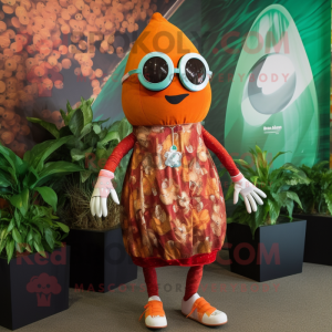 Rust Shakshuka mascot costume character dressed with a Bikini and Earrings