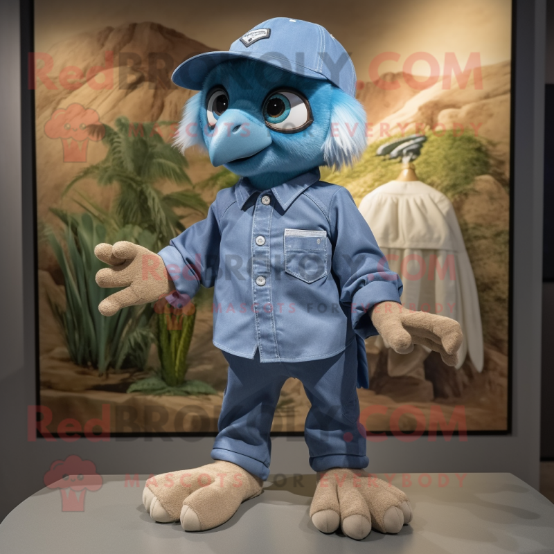 nan Archeopteryx mascot costume character dressed with a Denim Shorts and Gloves nan Archeopteryx mascot costume character dressed with a Denim Shorts and Gloves
