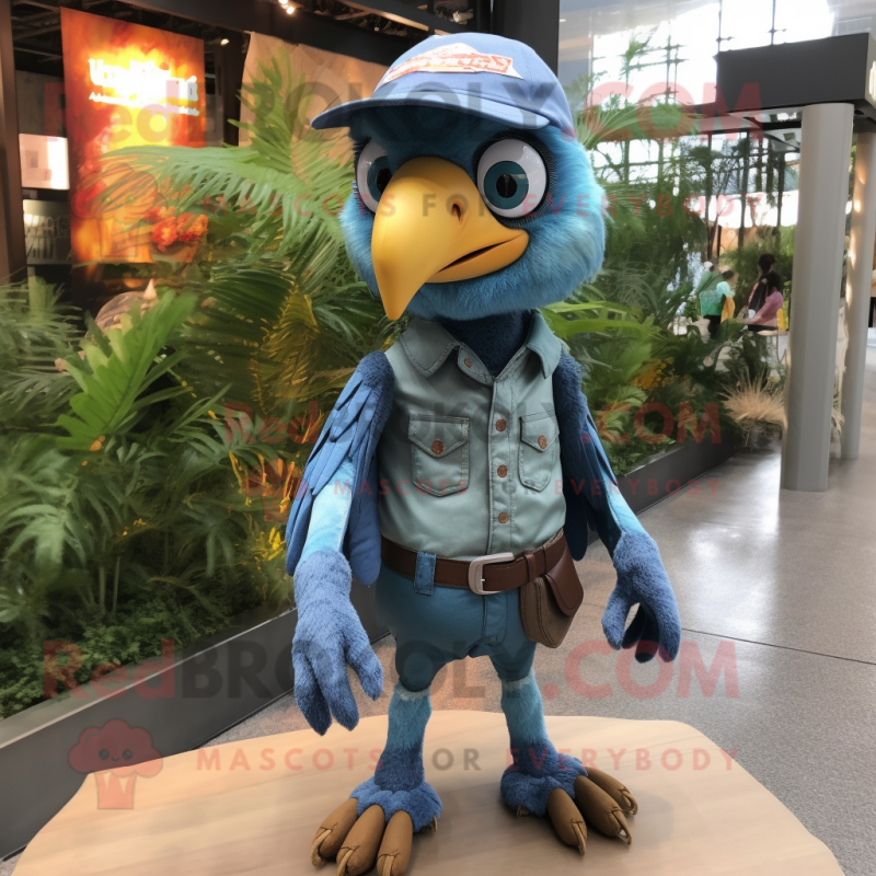 nan Archeopteryx mascot costume character dressed with a Denim Shorts and Gloves nan Archeopteryx mascot costume character dressed with a Denim Shorts and Gloves