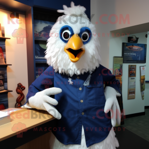 Navy Chicken Parmesan mascot costume character dressed with a Button-Up Shirt and Shawls