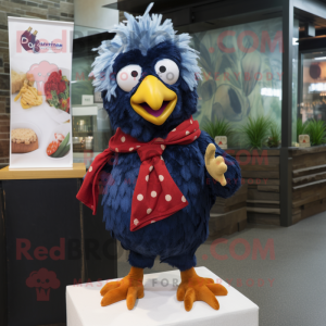 Navy Chicken Parmesan mascot costume character dressed with a Button-Up Shirt and Shawls