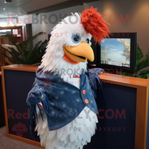 Navy Chicken Parmesan mascot costume character dressed with a Button-Up Shirt and Shawls