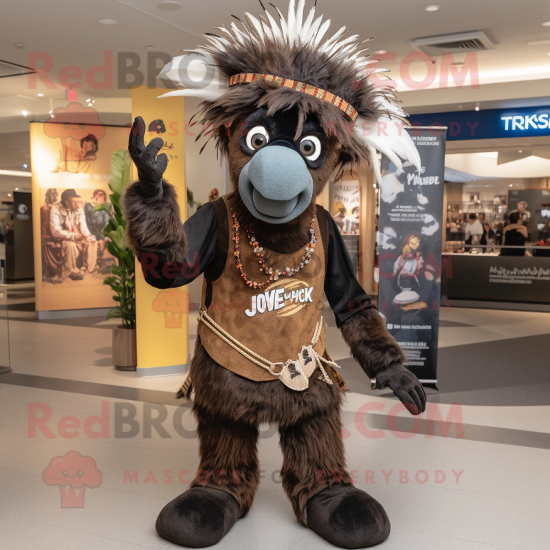 Black Elk mascot costume character dressed with a Skinny Jeans and Rings