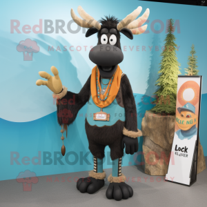 Black Elk mascot costume character dressed with a Skinny Jeans and Rings