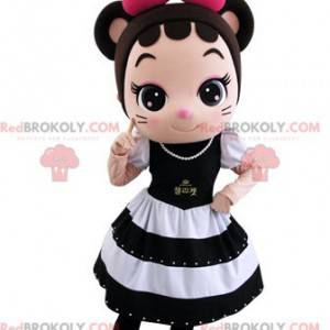 Mascotte della ragazza del mouse molto elegante con un bel