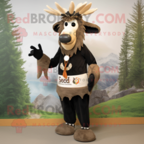 Black Elk mascot costume character dressed with a Skinny Jeans and Rings