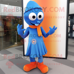 Blauw oranje mascotte...