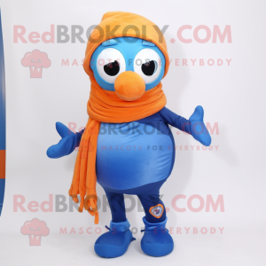 Blue Orange mascot costume character dressed with a Trousers and Scarf clips