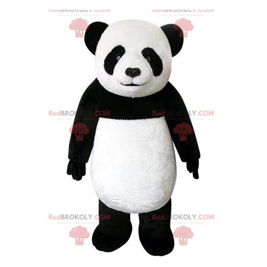 Sehr schönes und realistisches Schwarz-Weiß-Panda-Maskottchen -