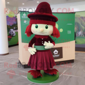 Maroon Leprechaun Hat mascot costume character dressed with a Skirt and Anklets