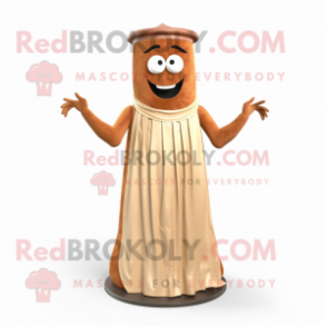 Tan Bbq Ribs mascot costume character dressed with a Evening Gown and Rings