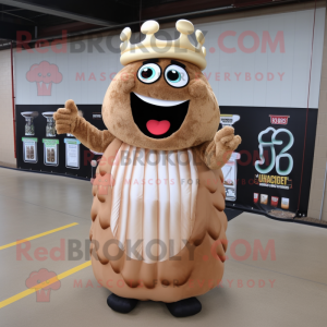 Tan Bbq Ribs mascot costume character dressed with a Evening Gown and Rings