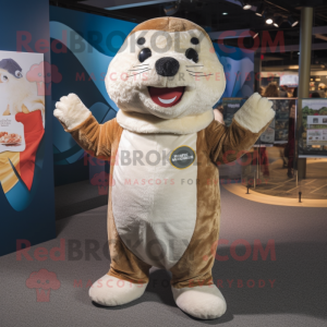 Cream Otter maskot kostume...