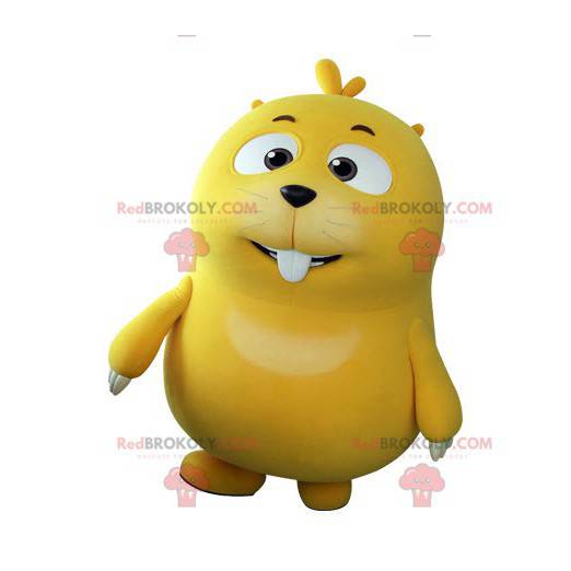 Baculatý a roztomilý žlutý krtek maskot. Maskot svišť -