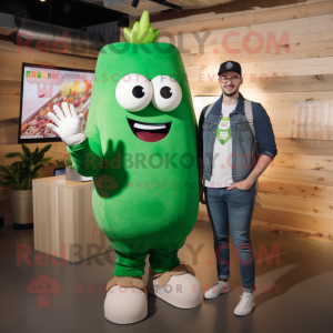 Forest Green Clam Chowder mascot costume character dressed with a Boyfriend Jeans and Smartwatches