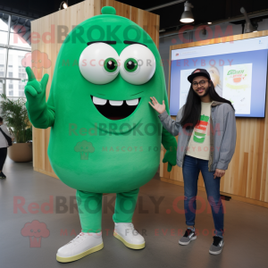 Forest Green Clam Chowder mascot costume character dressed with a Boyfriend Jeans and Smartwatches