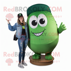 Forest Green Clam Chowder mascot costume character dressed with a Boyfriend Jeans and Smartwatches