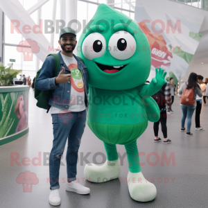 Forest Green Clam Chowder mascot costume character dressed with a Boyfriend Jeans and Smartwatches