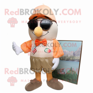 Peach Special Air Service mascot costume character dressed with a Board Shorts and Bow ties