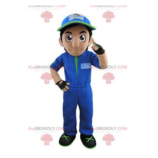 Mascot man in overalls with a cap - Redbrokoly.com