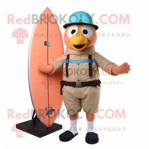 Peach Special Air Service mascot costume character dressed with a Board Shorts and Bow ties