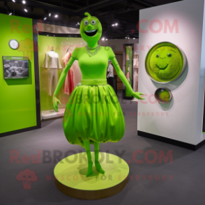 Lime Green Pendant mascot costume character dressed with a Mini Dress and Belts