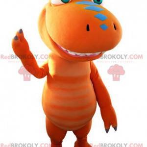 Mascotte de dinosaure orange et bleu géant - Redbrokoly.com